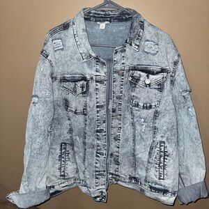 Cato Distressed Denim Jacket - Black and Gray